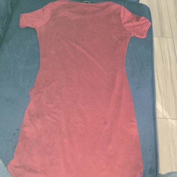 SOLD Petite Tia Suedette Curved Hem Mini Dress BERRY - Picture 5 of 6